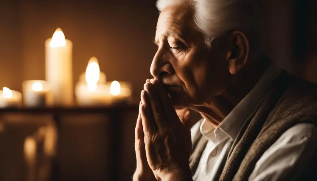 Elderly Christian worship