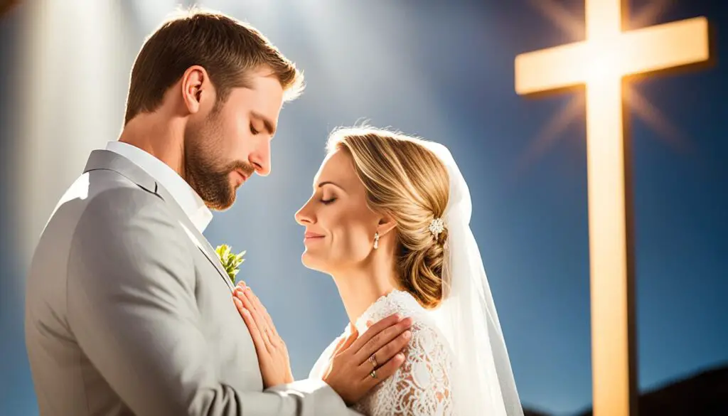 newlywed couple seeking God's guidance in decision-making