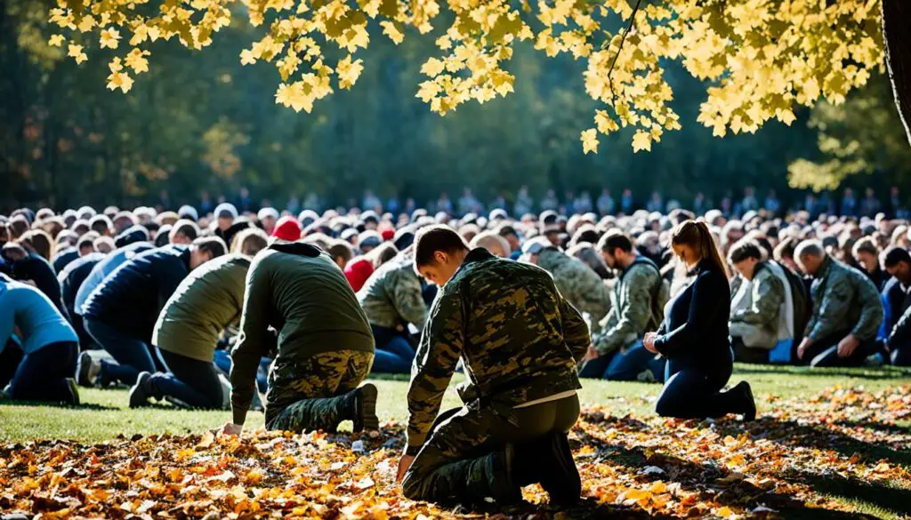 praying for wounded veterans